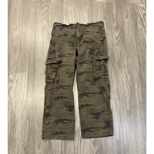 VINTAGE Old Navy Pants Men 36x30 Green Camo Cotton Cargo Relaxed Loose Baggy Y2K